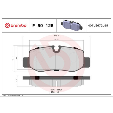 Brembo | Bremsbelagsatz, Scheibenbremse | P 50 126