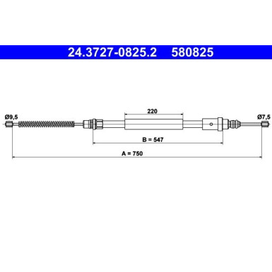 ATE | Seilzug, Feststellbremse | 24.3727-0825.2