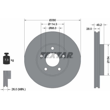 Textar | Bremsscheibe | 92109403