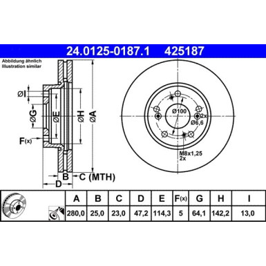 ATE | Bremsscheibe | 24.0125-0187.1