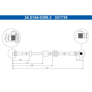 ATE | Bremsschlauch | 24.5104-0395.3