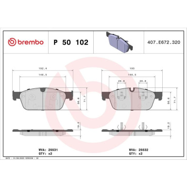 Brembo | Bremsbelagsatz, Scheibenbremse | P 50 102