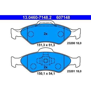 ATE | Bremsbelagsatz, Scheibenbremse | 13.0460-7148.2