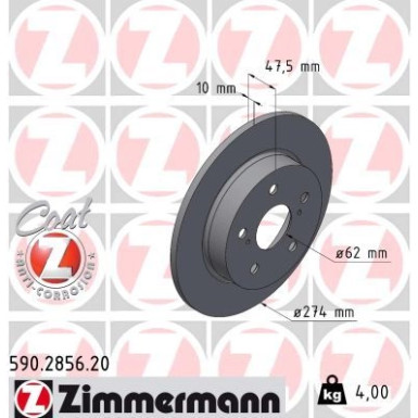 Zimmermann | Bremsscheibe | 590.2856.20