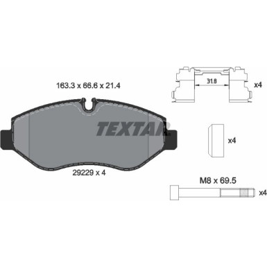 Textar | Bremsbelagsatz, Scheibenbremse | 2922901