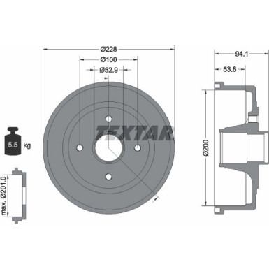 Textar | Bremstrommel | 94024200