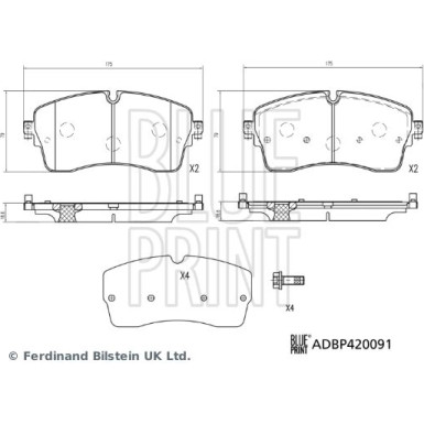 Blue Print | Bremsbelagsatz, Scheibenbremse | ADBP420091