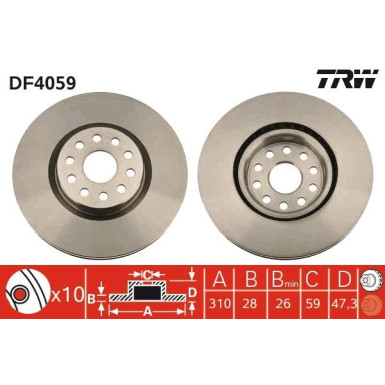 TRW | Bremsscheibe | DF4059