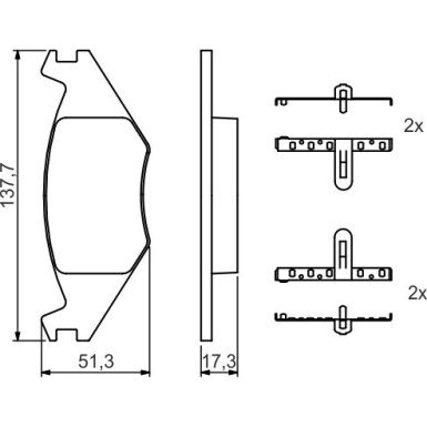 BOSCH | Bremsbelagsatz, Scheibenbremse | 0 986 468 890