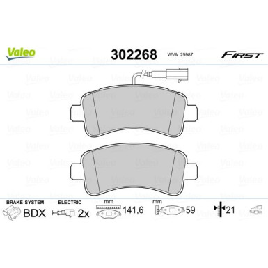 Valeo | Bremsbelagsatz, Scheibenbremse | 302268