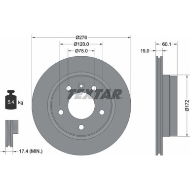 Textar | Bremsscheibe | 92072403