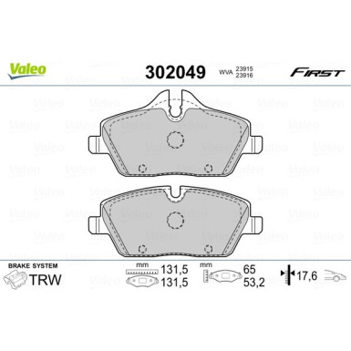 Valeo | Bremsbelagsatz, Scheibenbremse | 302049