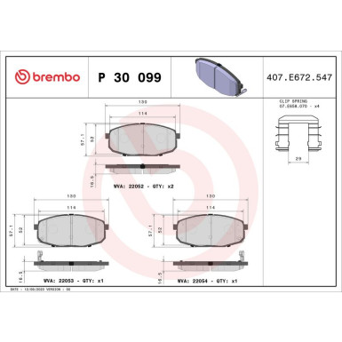 Brembo | Bremsbelagsatz, Scheibenbremse | P 30 099