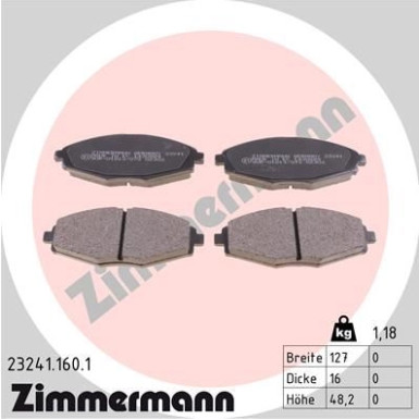 Zimmermann | Bremsbelagsatz, Scheibenbremse | 23241.160.1