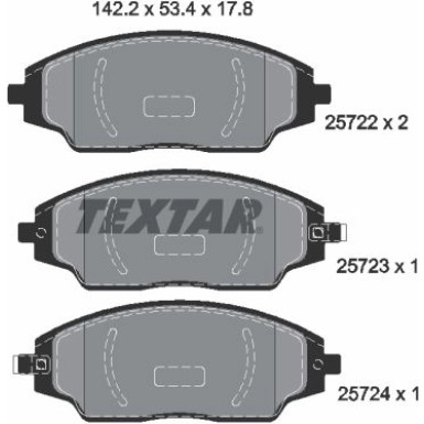 Textar | Bremsbelagsatz, Scheibenbremse | 2572201