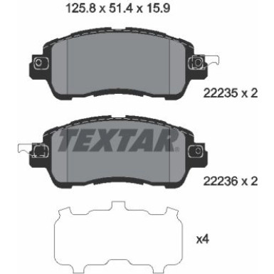 Textar | Bremsbelagsatz, Scheibenbremse | 2223501