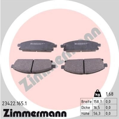 Zimmermann | Bremsbelagsatz, Scheibenbremse | 23422.165.1