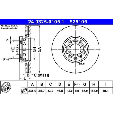 ATE | Bremsscheibe | 24.0325-0105.1