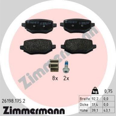 Zimmermann | Bremsbelagsatz, Scheibenbremse | 26198.175.2