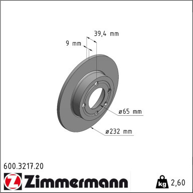 Zimmermann | Bremsscheibe | 600.3217.20