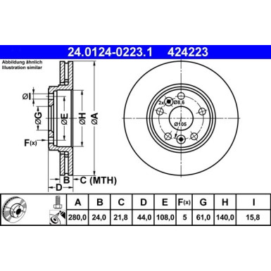 ATE | Bremsscheibe | 24.0124-0223.1