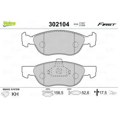 Valeo | Bremsbelagsatz, Scheibenbremse | 302104