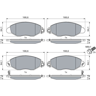 BOSCH | Bremsbelagsatz, Scheibenbremse | 0 986 494 037