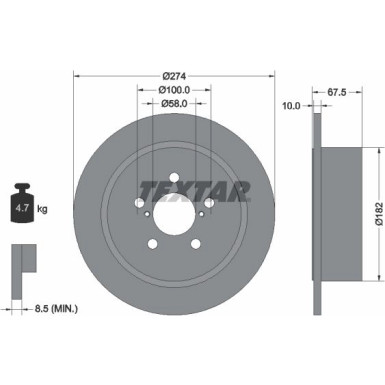 Textar | Bremsscheibe | 92167800