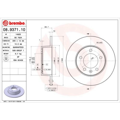 Brembo | Bremsscheibe | 08.9371.10