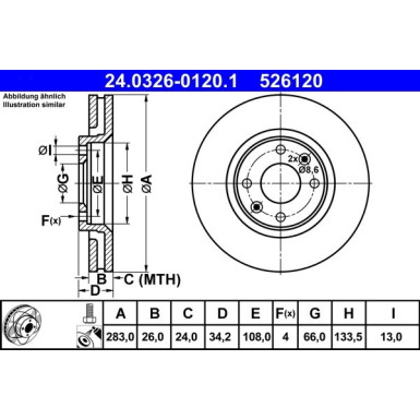 ATE | Bremsscheibe | 24.0326-0120.1