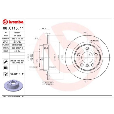 Brembo | Bremsscheibe | 08.C115.11