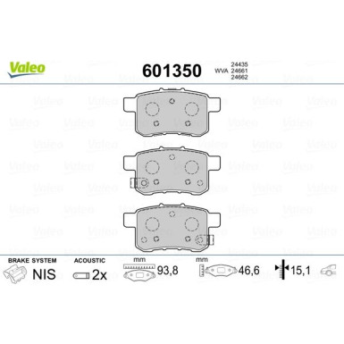 Valeo | Bremsbelagsatz, Scheibenbremse | 601350