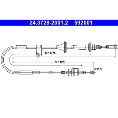 ATE | Seilzug, Kupplungsbetätigung | 24.3728-2001.2