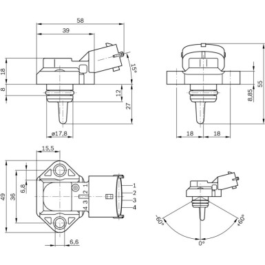 BOSCH | Sensor, Ladedruck | 0 281 002 316