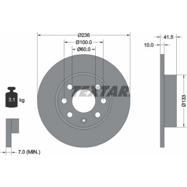 Textar | Bremsscheibe | 92020800