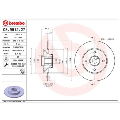 Brembo | Bremsscheibe | 08.9512.27