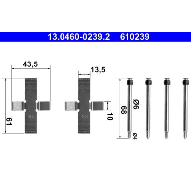 ATE | Zubehörsatz, Scheibenbremsbelag | 13.0460-0239.2
