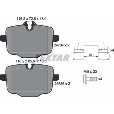 Textar | Bremsbelagsatz, Scheibenbremse | 2470401