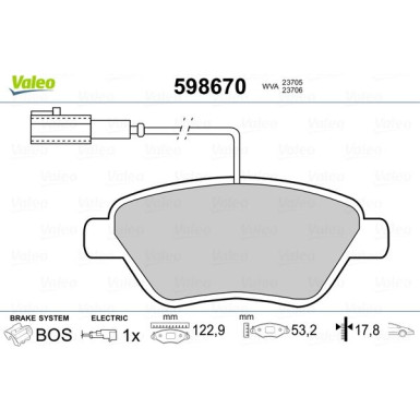 Valeo | Bremsbelagsatz, Scheibenbremse | 598670