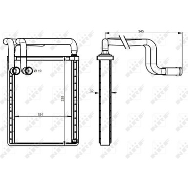 NRF | Wärmetauscher, Innenraumheizung | mit Rohr | 54336