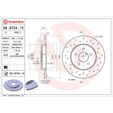 Brembo | Bremsscheibe | 08.9734.1X Brembo | Bremsscheibe | 08.9734.1X
