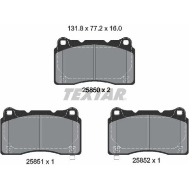 Textar | Bremsbelagsatz, Scheibenbremse | 2585001