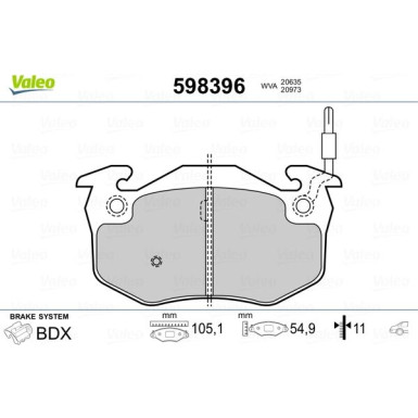 Valeo | Bremsbelagsatz, Scheibenbremse | 598396