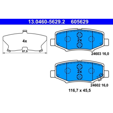 ATE | Bremsbelagsatz, Scheibenbremse | 13.0460-5629.2