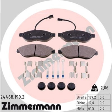 ZIMMERMANN Bremsscheiben Ø280mm + Bremsbeläge Vorne für FIAT DUCATO (180.3013.20 + 24468.190.2)