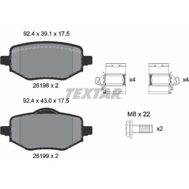 Textar | Bremsbelagsatz, Scheibenbremse | 2619801