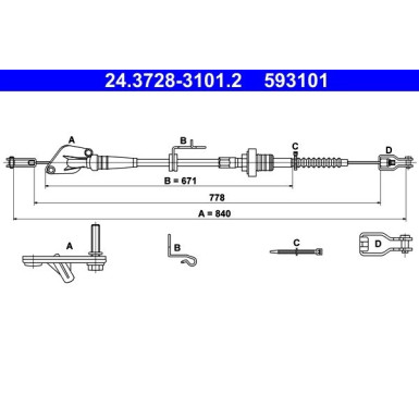 ATE | Seilzug, Kupplungsbetätigung | 24.3728-3101.2