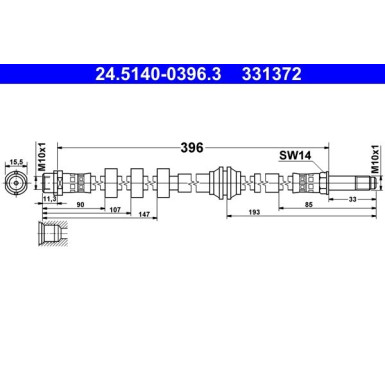 ATE | Bremsschlauch | 24.5140-0396.3