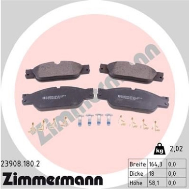 Zimmermann | Bremsbelagsatz, Scheibenbremse | 23908.180.2