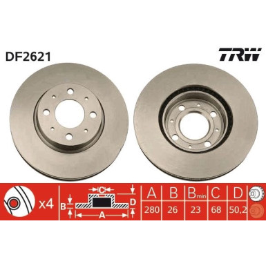 TRW | Bremsscheibe | DF2621